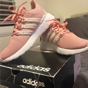 Adidas Women's Coral and White Sneakers